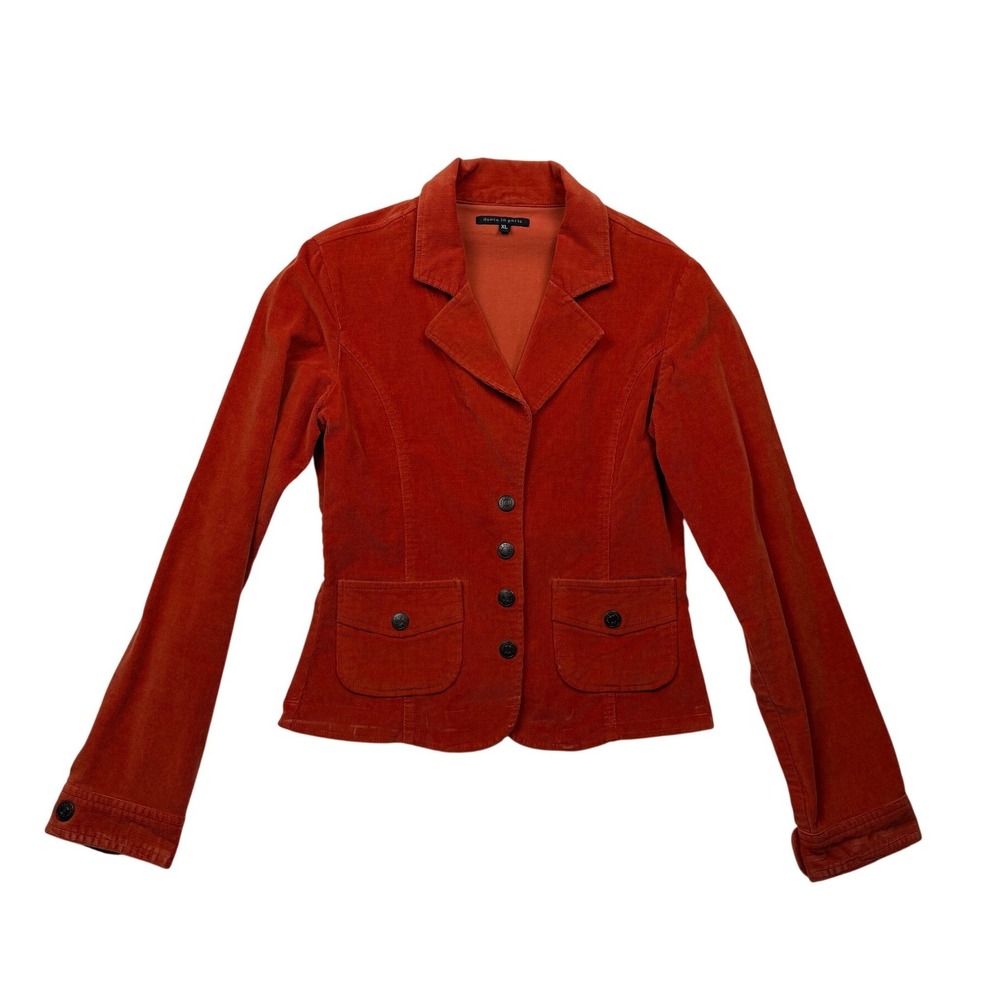 Dance in Paris Juniors XL Orange Corduroy Fitted Blazer Jacket Y2K